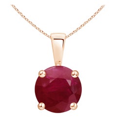 Pendentif solitaire en or rose 18 carats, Nature Classic Round 4.5 ct Ruby