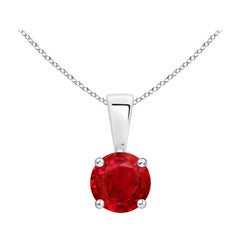 Pendentif solitaire en argent 925 en forme de rubis rond Classic Nature