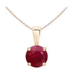 Colgante Solitario de Rubí Clásico Natural Redondo de 1 ct en Oro Rosa de 18 quilates