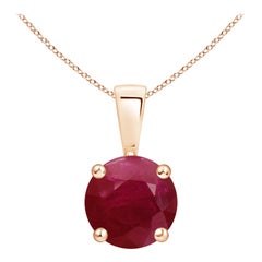 Colgante Solitario de Rubí Clásico Natural Redondo de 1,4 ct en Oro Rosa de 18 quilates