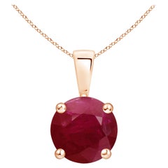 Pendentif en or rose 18 carats avec solitaire en rubis, Nature Classic Round 2.1 ct