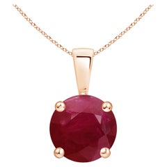 Pendentif solitaire en or rose 18 carats, Nature Classic Round 3.75 ct Ruby