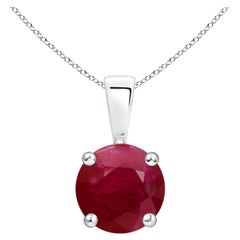 Colgante solitario de rubí natural clásico redondo de 1,4 ct en oro blanco de 14 quilates