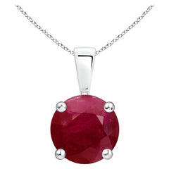 Colgante solitario de rubí clásico natural redondo de 4,5 ct en plata de ley 925