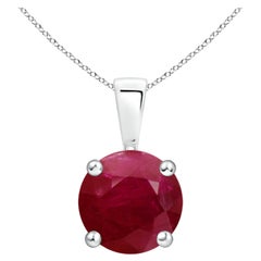 Pendentif en or blanc 14K avec solitaire en rubis Nature Classic rond de 2,1 ct