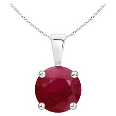 Colgante solitario de rubí natural clásico redondo de 3,75 ct en oro blanco de 14 quilates