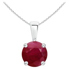 Pendentif en argent 925 Classic Ruby Solitaire 1.4 ct naturel rond