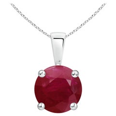 Pendentif en or blanc 18 carats avec solitaire en rubis rond naturel Classic 4,5 ct