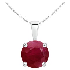 Colgante solitario de rubí clásico natural redondo de 2,1 ct en plata de ley 925