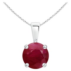 Colgante solitario de rubí natural clásico redondo de 1,4 ct en oro blanco de 18 quilates