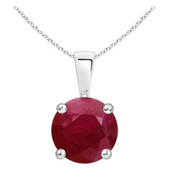 Colgante solitario de rubí clásico natural redondo de 2,1 ct en oro blanco de 18 quilates