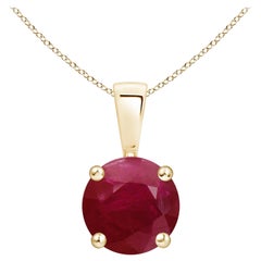 Colgante Solitario de Rubí Clásico Natural Redondo de 1,4 ct en Oro Amarillo de 18 quilates