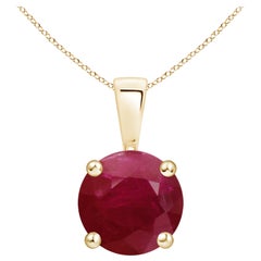 Colgante solitario de rubí clásico natural redondo de 2,1 ct en oro amarillo de 18 quilates