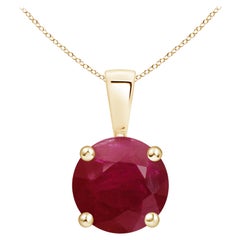 Colgante Solitario de Rubí Clásico Natural Redondo de 3,75 ct en Oro Amarillo de 18 quilates