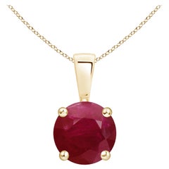 Pendentif en or jaune 14K avec solitaire en rubis naturel rond de 1,4 ct Classic