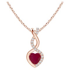 Natürlicher Rubin Infinity Herz-Anhänger mit Diamanten aus 18 Karat Roségold