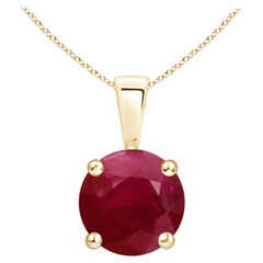 Colgante Solitario de Rubí Clásico Natural Redondo de 3,75 ct en Oro Amarillo de 14K
