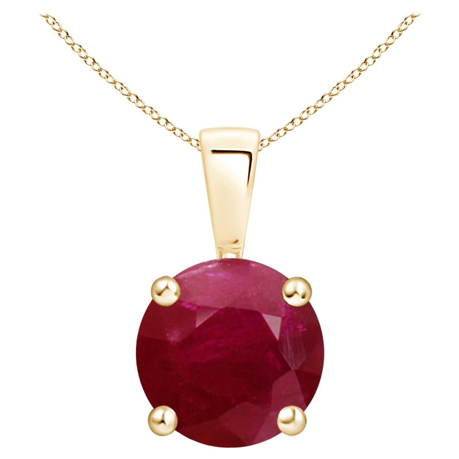Colgante Solitario de Rubí Clásico Natural Redondo de 4,5 ct en Oro Amarillo de 18 quilates