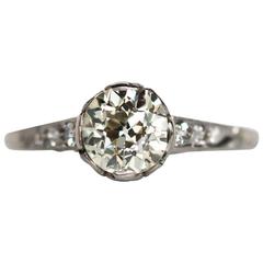 1930s Art Deco 1.10 Carat Old European Cut Diamond Engagement Ring