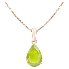 Pendentif solitaire en or rose 14 carats avec péridot naturel en forme de poire de 1,9 ct