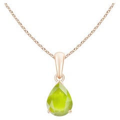 Natural Pear-Shaped 1.1 ct Peridot Solitaire Pendant in 18K Rose Gold