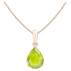 Colgante solitario de peridoto natural de 1,6 ct en oro rosa de 18 quilates