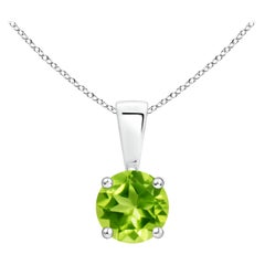 Ciondolo classico naturale con peridoto rotondo e solitario in Nature
