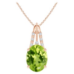 Colgante Ovalado Natural de Peridoto y Diamante Leo de 1,9 ct en Oro Rosa de 14 quilates