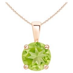 Natürliche Classic Runde 2 ct Peridot Solitär-Anhänger in 14K Rose Gold