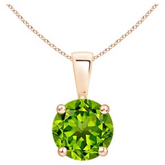 Colgante Solitario de Peridoto Redondo Clásico Natural de 1,4 ct en Oro Rosa de 14 quilates