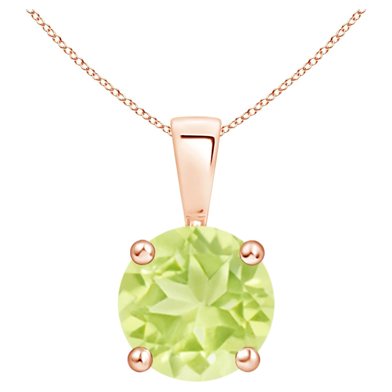 Natural Classic Round 2 ct Peridot Solitaire Pendant in 18K Rose Gold
