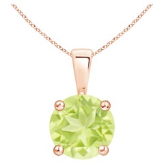Natural Classic Round 2 ct Peridot Solitaire Pendant in 18K Rose Gold