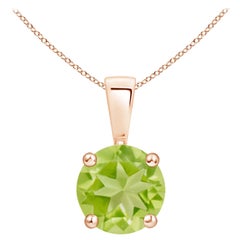 Natural Classic Round 1.4 ct Peridot Solitaire Pendant in 18K Rose Gold