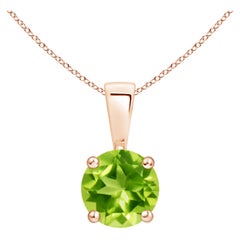 Ciondolo classico naturale con peridoto solitario in oro rosa 18 carati