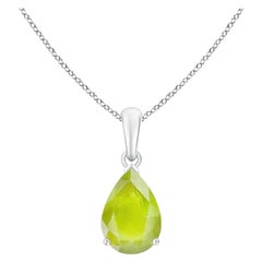Pendentif solitaire en platine avec péridot naturel en forme de poire de 1,9 carat