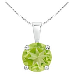 Natural Classic Round 2 ct Peridot Solitaire Pendant in 14K White Gold