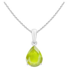 Colgante solitario de peridoto natural en forma de pera de 1,6 ct en oro blanco de 18 quilates