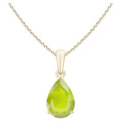 Natural Pear-Shaped 1.9 ct Peridot Solitaire Pendant in 14K Yellow Gold