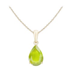 Colgante solitario de peridoto natural en forma de pera de 1,6 ct en oro amarillo de 18 quilates