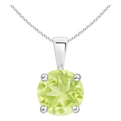 Colgante Solitario de Peridoto Clásico Natural Redondo de 2 ct en Platino