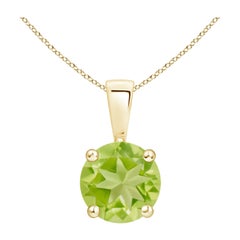 Pendentif solitaire en or jaune 18 carats en péridot rond classique naturel de 1,4 ct