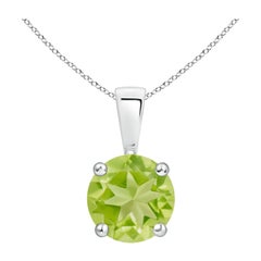 Colgante Solitario de Peridoto Redondo Clásico Natural de 1,4 ct en Platino