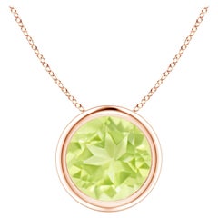 Natural Bezel-Set Round 2 ct Peridot Solitaire Pendant in 14K Rose Gold