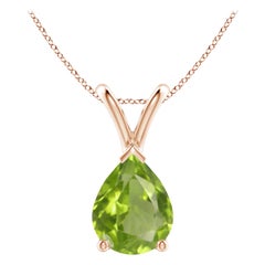 Natural V-Bale Pear-Shaped 1.6 ct Peridot Solitaire Pendant in 14K Rose Gold