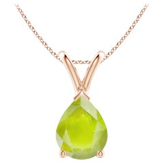 Colgante solitario de peridoto natural en forma de pera en V de 1,6 ct en oro rosa de 18 quilates