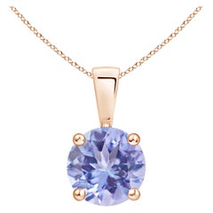 Natural Classic Round 1.45 ct Tanzanite Solitaire Pendant in 14K Rose Gold