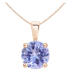 Natural Classic Round 1.8 ct Tanzanite Solitaire Pendant in 14K Rose Gold