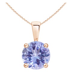 Natural Classic Round 1.8 ct Tanzanite Solitaire Pendant in 18K Rose Gold