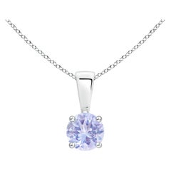 Natural Classic Round Tanzanite Solitaire Pendant in Platinum