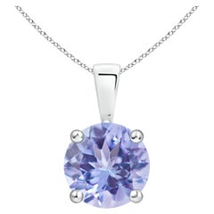 Natural Classic Round 1.8 ct Tanzanite Solitaire Pendant in 925 Sterling Silver